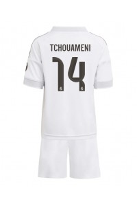 Fotbalové Dres Real Madrid Aurelien Tchouameni #14 Dětské Domácí Oblečení 2025-26 Krátký Rukáv (+ trenýrky)